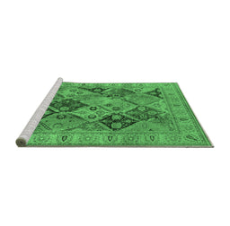 Sideview of Machine Washable Oriental Emerald Green Industrial Area Rugs, wshurb3095emgrn