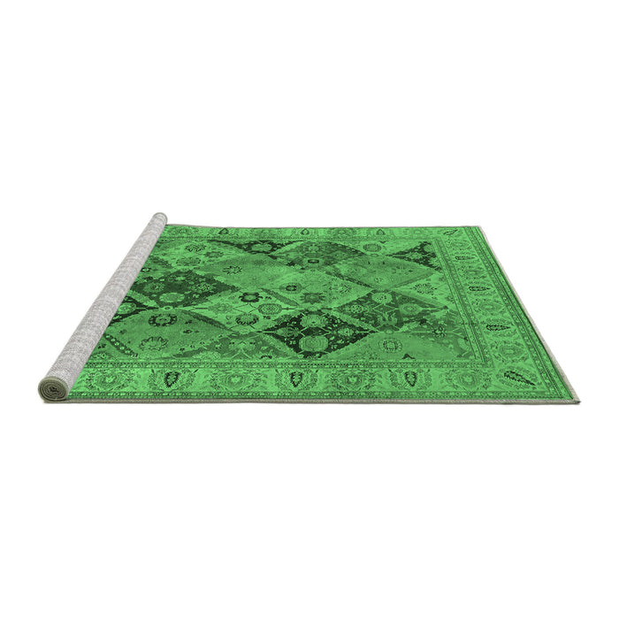Sideview of Machine Washable Oriental Emerald Green Industrial Area Rugs, wshurb3095emgrn