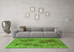 Machine Washable Oriental Green Industrial Area Rugs in a Living Room,, wshurb3095grn