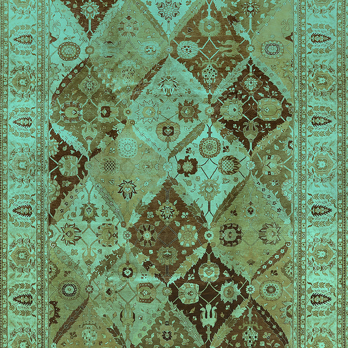 Machine Washable Oriental Turquoise Industrial Area Rugs, wshurb3095turq