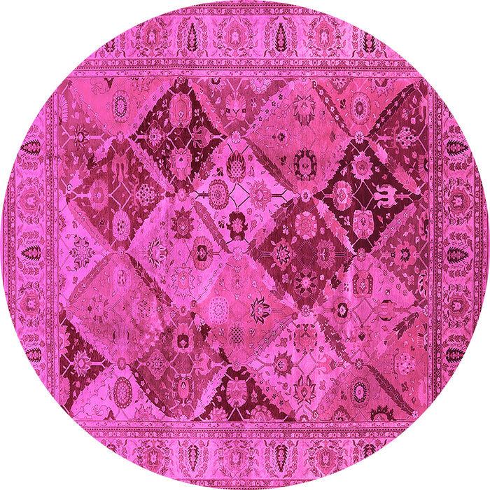Round Machine Washable Oriental Pink Industrial Rug, wshurb3095pnk