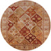 Round Mid-Century Modern Mahogany Brown Oriental Rug, urb3095