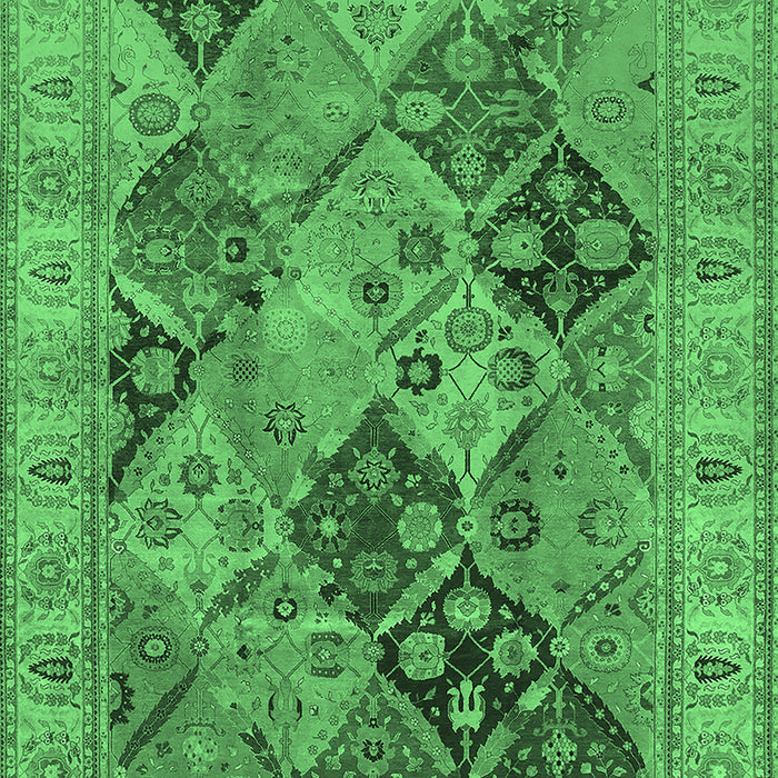 Machine Washable Oriental Emerald Green Industrial Area Rugs, wshurb3095emgrn