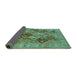 Sideview of Oriental Turquoise Industrial Rug, urb3095turq