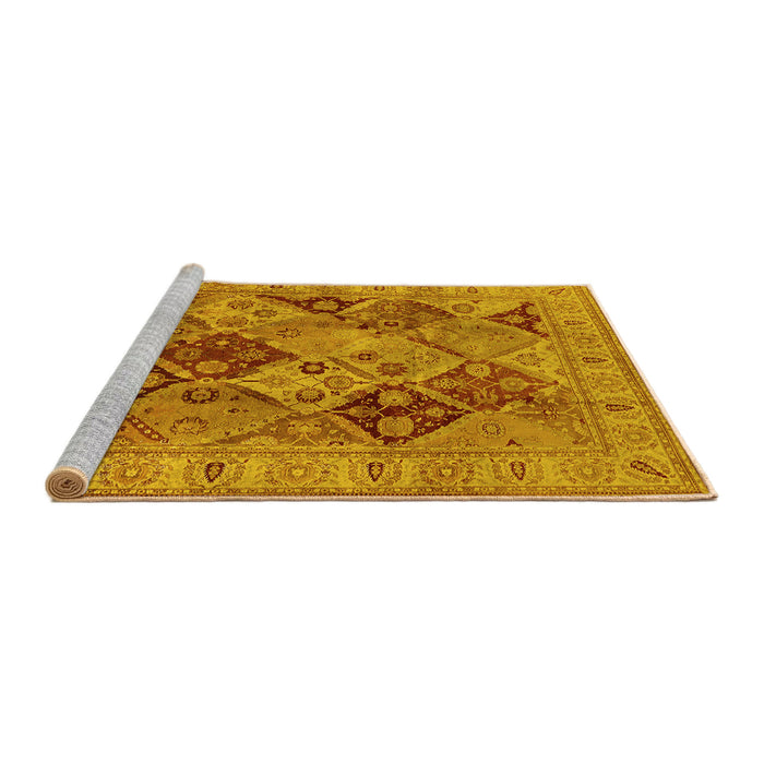 Sideview of Machine Washable Oriental Yellow Industrial Rug, wshurb3095yw