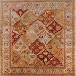 Square Mid-Century Modern Mahogany Brown Oriental Rug, urb3095