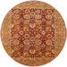 Round Machine Washable Industrial Modern Orange Rug, wshurb3096