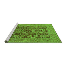 Sideview of Machine Washable Oriental Green Industrial Area Rugs, wshurb3096grn