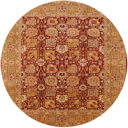 Round Mid-Century Modern Orange Oriental Rug, urb3096