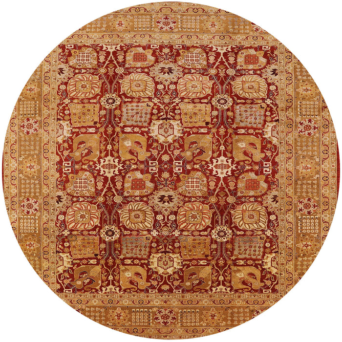 Round Mid-Century Modern Orange Oriental Rug, urb3096