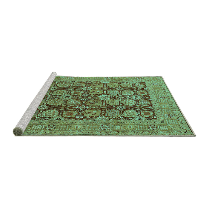Sideview of Machine Washable Oriental Turquoise Industrial Area Rugs, wshurb3096turq