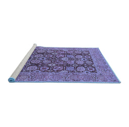 Sideview of Machine Washable Oriental Blue Industrial Rug, wshurb3096blu