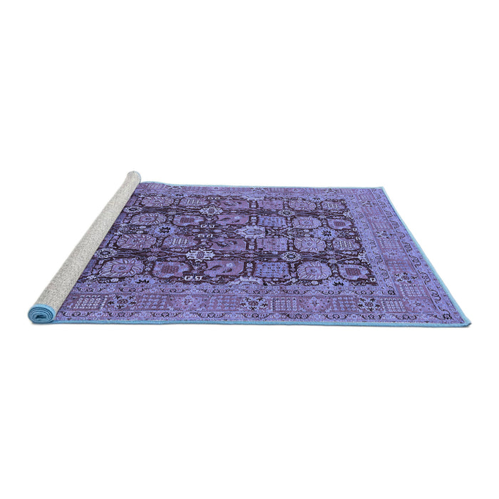 Sideview of Machine Washable Oriental Blue Industrial Rug, wshurb3096blu
