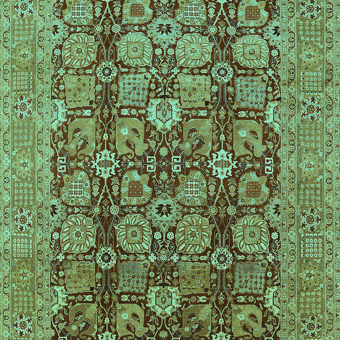 Machine Washable Oriental Turquoise Industrial Area Rugs, wshurb3096turq