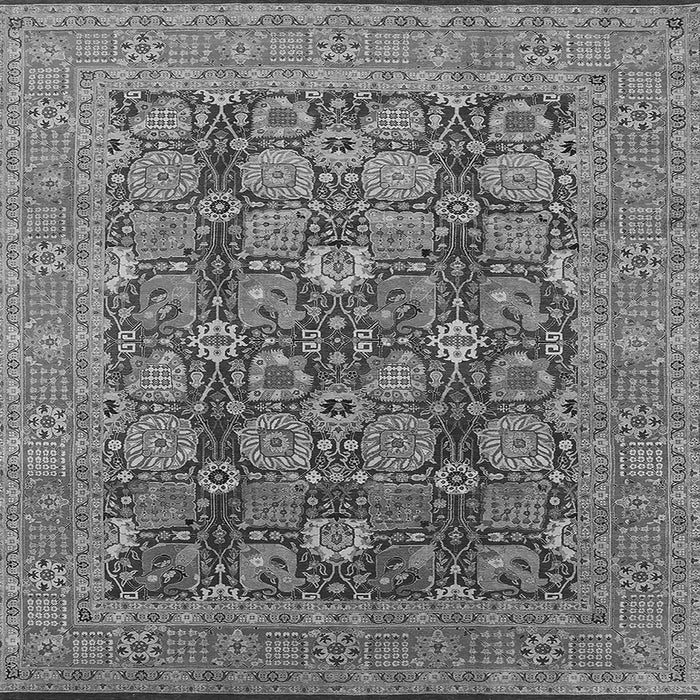 Square Machine Washable Oriental Gray Industrial Rug, wshurb3096gry
