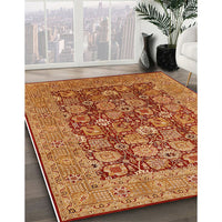 Mid-Century Modern Orange Oriental Rug, urb3096