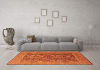 Machine Washable Oriental Orange Industrial Rug, wshurb3096org