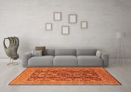 Machine Washable Oriental Orange Industrial Area Rugs in a Living Room, wshurb3096org