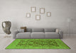 Machine Washable Oriental Green Industrial Area Rugs in a Living Room,, wshurb3096grn