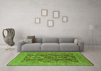 Machine Washable Oriental Green Industrial Rug, wshurb3096grn