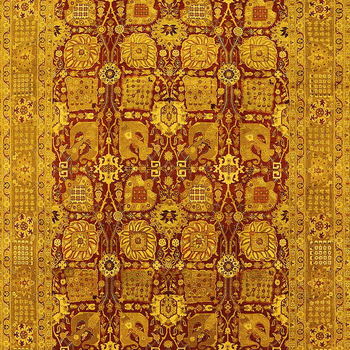 Machine Washable Oriental Yellow Industrial Rug, wshurb3096yw