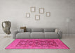 Machine Washable Oriental Pink Industrial Rug in a Living Room, wshurb3096pnk