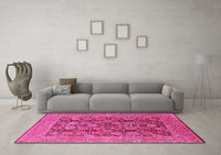 Machine Washable Oriental Pink Industrial Rug, wshurb3096pnk