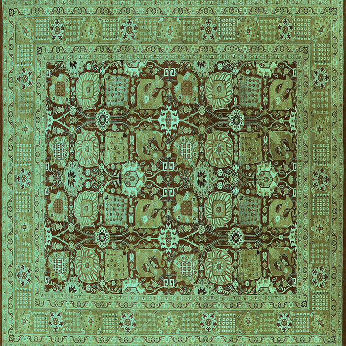 Square Machine Washable Oriental Turquoise Industrial Area Rugs, wshurb3096turq