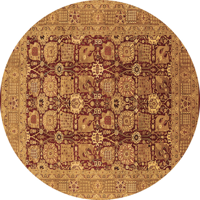 Round Oriental Brown Industrial Rug, urb3096brn
