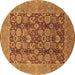 Round Oriental Brown Industrial Rug, urb3096brn