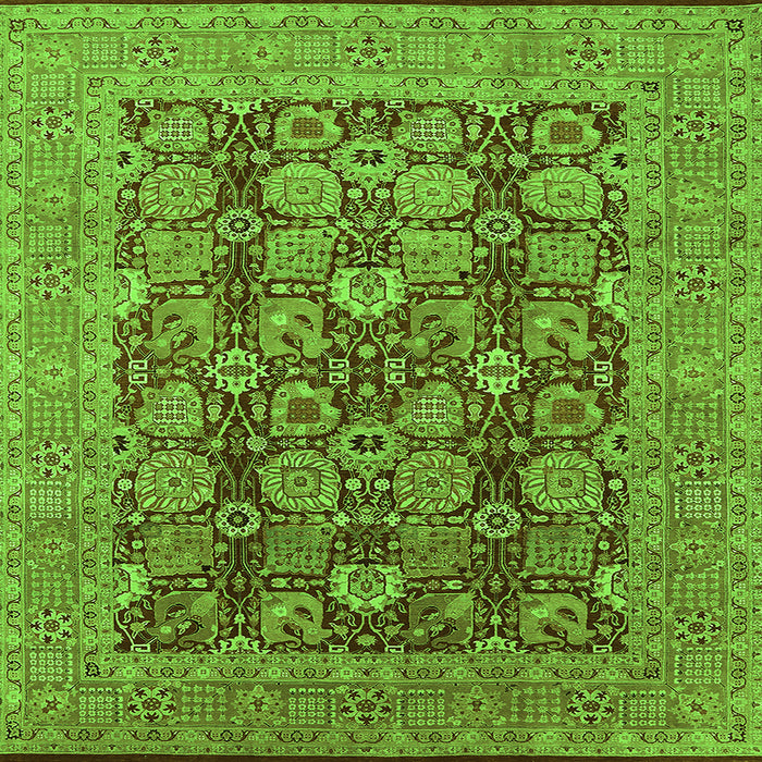 Square Machine Washable Oriental Green Industrial Area Rugs, wshurb3096grn