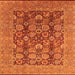 Square Machine Washable Oriental Orange Industrial Area Rugs, wshurb3096org