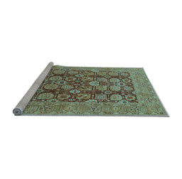 Sideview of Machine Washable Oriental Light Blue Industrial Rug, wshurb3096lblu