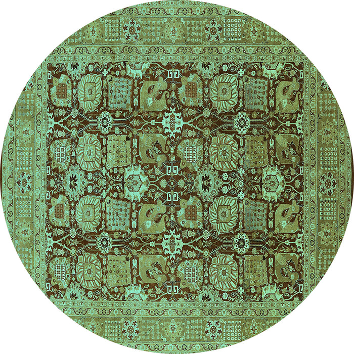 Round Oriental Turquoise Industrial Rug, urb3096turq
