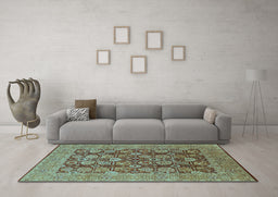Machine Washable Oriental Light Blue Industrial Rug in a Living Room, wshurb3096lblu