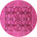 Round Machine Washable Oriental Pink Industrial Rug, wshurb3096pnk