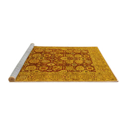 Sideview of Machine Washable Oriental Yellow Industrial Rug, wshurb3096yw