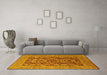 Machine Washable Oriental Yellow Industrial Rug in a Living Room, wshurb3096yw