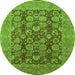 Round Oriental Green Industrial Rug, urb3096grn