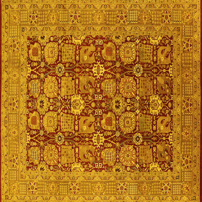 Square Machine Washable Oriental Yellow Industrial Rug, wshurb3096yw