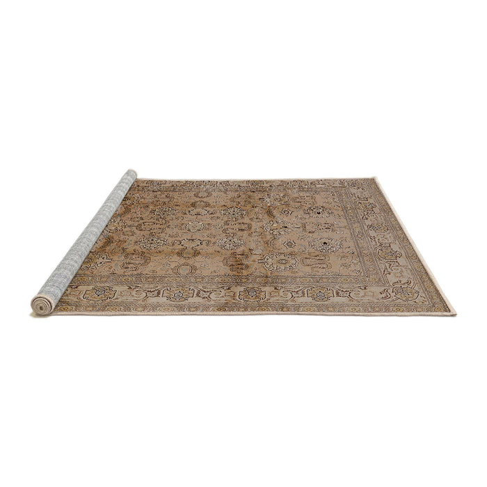 Sideview of Machine Washable Industrial Modern Light Copper Gold Rug, wshurb3097