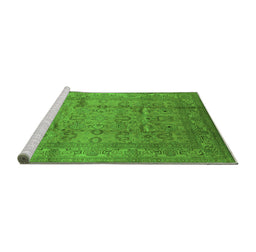 Sideview of Machine Washable Oriental Green Industrial Area Rugs, wshurb3097grn