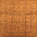 Square Machine Washable Oriental Orange Industrial Area Rugs, wshurb3097org