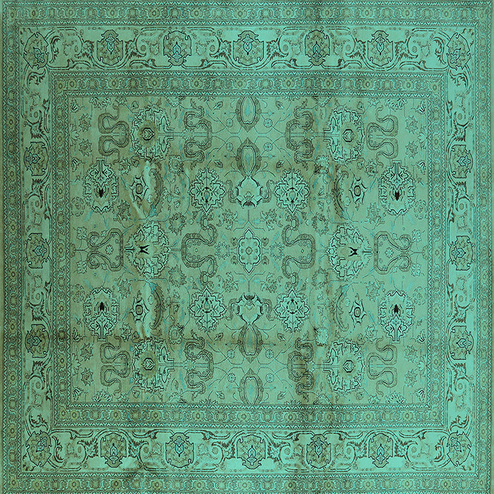 Square Oriental Turquoise Industrial Rug, urb3097turq