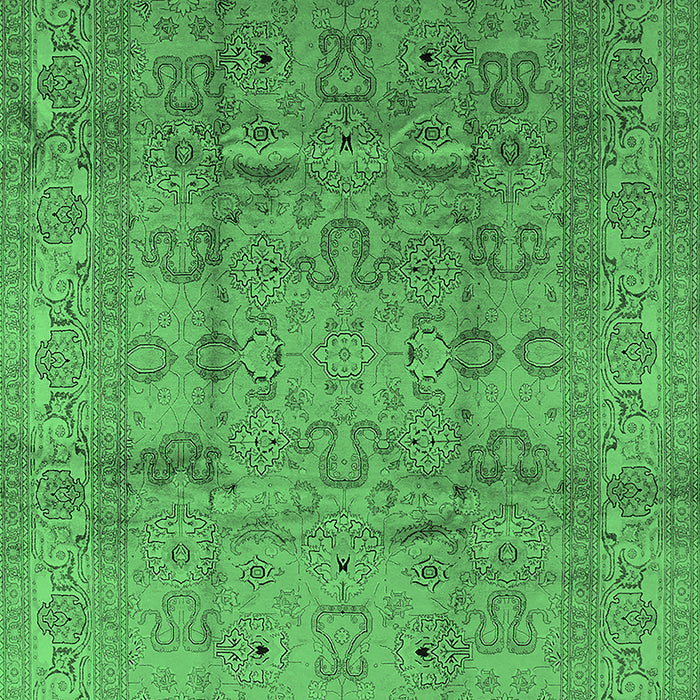 Machine Washable Oriental Emerald Green Industrial Area Rugs, wshurb3097emgrn