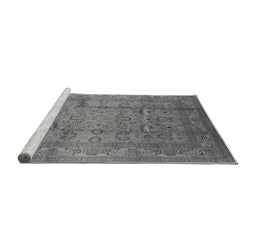 Sideview of Machine Washable Oriental Gray Industrial Rug, wshurb3097gry