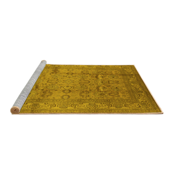 Sideview of Machine Washable Oriental Yellow Industrial Rug, wshurb3097yw