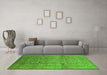 Machine Washable Oriental Green Industrial Area Rugs in a Living Room,, wshurb3097grn