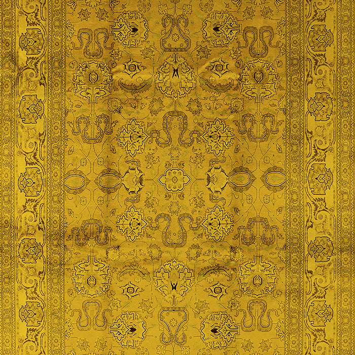 Machine Washable Oriental Yellow Industrial Rug, wshurb3097yw