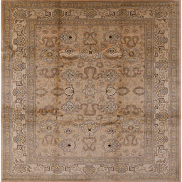 Square Mid-Century Modern Light Copper Gold Oriental Rug, urb3097